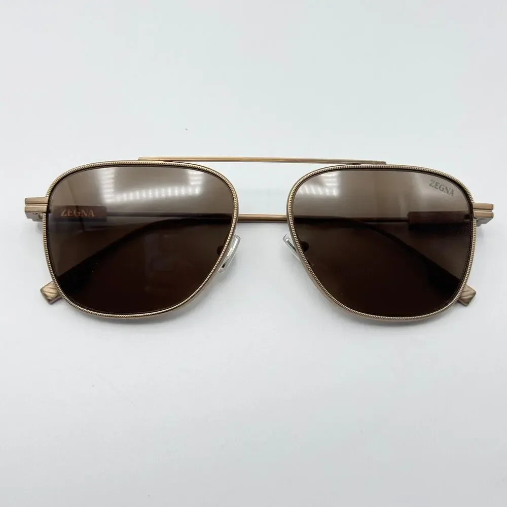 Ermenegildo Zegna Sunglasses EZ0291 35E Matte Light Brown Frame Brown Lens 57mm